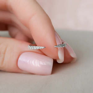 D Color Elegant Moissanite Round Cut <b>Open</b> Cuff Half Eternity Wedding Band for Brides - Product Image 3