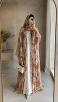 Abaya longue en tissu de coton soyeux de qualité supérieure pour femmes musulmanes, pour le Ramadan et l'Aïd, avec hijab, ensemble de 2 pièces, personnalisable OEM