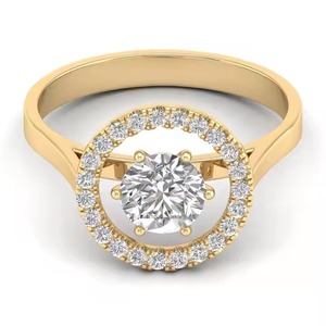 Bijoux fins personnalisés 14K 18K 22K or blanc plaqué rhodium taille ronde 1Ct bagues solitaires en diamant de laboratoire pour les femmes - Product Image 1