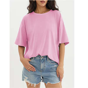 Oversize Ladies T-Shirt Custom Logo Printed Eco-Friendly Puff Printing for Summer Factory Wholesale - Product Image 6