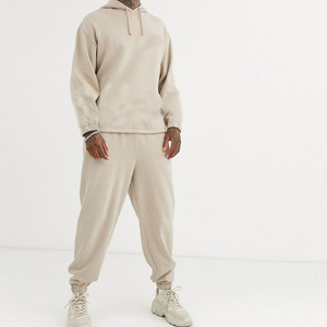 100% coton personnalisé hommes hiver survêtement Patchwork à capuche évasé Joggers pantalon ensemble maternité empilé Joggers deux pièces ensembles - Product Image 1