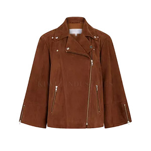 MOQ bajo Chaqueta de cuero de gamuza para mujer Venta directa de fábrica Chaqueta de cuero de gamuza de moda para mujer - Product Image 1