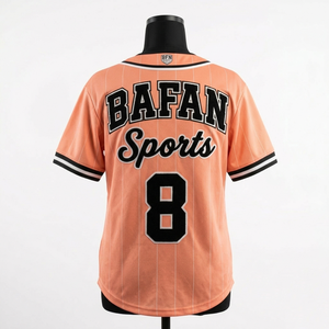 Womens Baseball Jersey 180 GSM Soft Polyester Breathable Fabric <b>Peach</b> Pinstripe Panels Custom Logo Women Baseball Jersey - Product Image 2