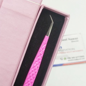 แหนบต่อขนตาแบบด้ามจับเพชรทำจากสแตนเลส45องศาสำหรับคิ้วสีชมพูขายส่ง - Product Image 2