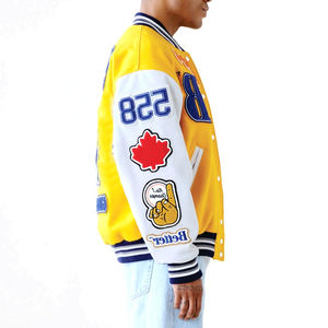 Personnalisable Hommes Letterman Varsity Veste Réversible Moto Bomber Veste Hiver Pu Cuir Tissu Oem Logo Brodé - Product Image 3