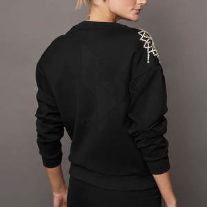 Ropa de calle de invierno de moda para mujer, Sudadera con capucha con logotipo frontal adornado con diamantes de imitación, manga larga, ajuste holgado, diseño transpirable - Product Image 5