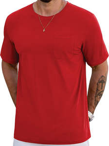 T-shirt de fitness à manches courtes en coton coupe ajustée pour hommes, tenues décontractées extensibles pour les activités de fitness tricotées - Product Image 2