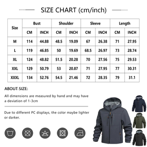 Men's Hooded Softshell Jacket Waterproof Lightweight Insulated <b>Windbreaker</b> Fleece Lined Rain Shell Jacket for Hiking <b>Camping</b> - Product Image 6