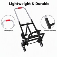 Chariot à main pliable GY en alliage d'aluminium, portable, antichoc, pour monter les escaliers, avec 6 roues omnidirectionnelles en PU