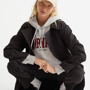 Sudadera larga informal con hombros caídos y cuello redondo de gran tamaño y bordado con logotipo personalizado para mujer - Product Image 3