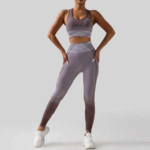 Custom Fitness Yoga Sets for Women Seamless 2-Piece Activewear with Solid <b>Pattern</b> <b>Leggings</b> & Workout Yoga Pants - Product Image 2