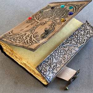 เคส A5วินเทจแบบเกลียวผูกด้วยโน้ตบุ๊ค7หินทองเหลือง C-clasp ที่กำหนดเองต้นไม้ชีวิตวารสารกระดาษสมุดไดอารี่ A3กล่อง - Product Image 1