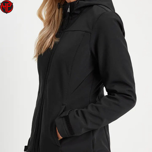 Veste softshell noire pour femme, imperméable, respirante, entièrement zippée, col montant, coupe-vent, avec poches - Product Image 6