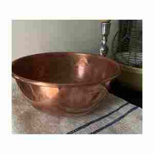 Bol en cuivre patiné de haute qualité avec support Bol en métal fabriqué à la main le plus vendu pour le camping Prix en Inde - Product Image 3