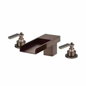 Robinet de baignoire cascade contemporain en bronze robuste de luxe, bec d'eau de salle de bain à canal ouvert - Product Image 1