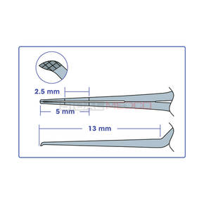 Pinzas de Capsulorrexis Manuales de Acero Inoxidable Alemán, Ejes Rectos, Puntas de 13 mm, Ángulo, Longitud, Afiladas, Dentadas, Precisas, Oftálmicas - Product Image 5