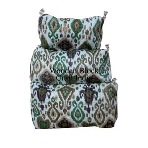 Wholesale 100% Cotton Zipper <b>Pouch</b> 3-Piece Quilted Cosmetic Accessory <b>Bag</b> Set Eco-Friendly <b>Women's</b> Makeup <b>Pouch</b> <b>for</b> Toiletry <b>Bag</b> - Product Image 6