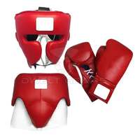 Ensemble de boxe et de sparring en cuir PU avec logo personnalisé DWELT GEARS, couleur et taille personnalisées, OEM accepté, comprend des gants, une protection de la tête et des testicules