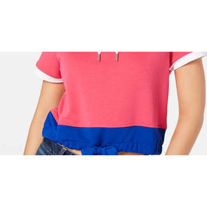 Felpa Crop Top con Cappuccio Colorblock da Donna Tommy Hilfiger Sport XS-XL in Jersey Traspirante Stile Casual Rosa Seta - Product Image 3