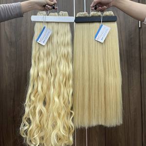 Vente en gros d'extensions de cheveux humains vietnamiens à double tirage, faisceaux de tissage naturel, meilleure vente de tissage de cheveux humains de couleur blonde - Product Image 1