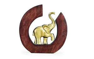 TW ตกแต่ง Handmade ช้างรูปปั้นตกแต่งโลหะและไม้ประติมากรรมแกะสลักไม้ของขวัญแต่งงานสําหรับผู้เข้าพัก - Product Image 4