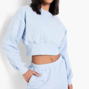 Survêtements de sport décontractés à manches longues avec logo personnalisé jogging de gymnastique Slim Fit uni Survêtements deux pièces pour femmes - Product Image 4