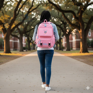 Gamma Phi Delta Sorority Backpack Stylish Bookbag Durable Corduroy Rucksack Fashion Student Backpack Outdoor Hiking Daypack - Product Image 4