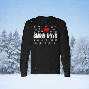 T-shirt à manches longues « J'aime les jours de neige » pour les amateurs de neige, produit promotionnel - Product Image 3