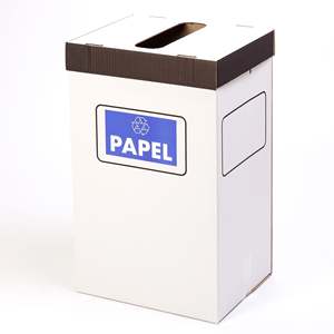 Automontable Cardboard Paper <b>Bin</b> with Top Lid Superior Containment Box for Paper Recycling - Product Image 1