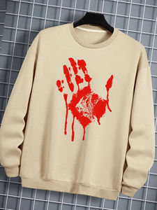 Venta al por mayor 100% sudaderas con capucha de algodón para los hombres de alta calidad transpirable sudaderas de secado rápido con estampado a mano de invierno Oem sin capucha - Product Image 2