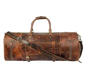 Mens Leather Duffle <b>Bag</b> Vintage Custom Heavy Duty Large <b>Fitness</b> Travel Duffle <b>Bag</b> in Leather <b>Bag</b> - Product Image 2