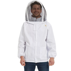 Chaqueta de traje de apicultor profesional Seguridad blanca con capucha de velo de esgrima de tela de malla ventilada transpirable - Product Image 2
