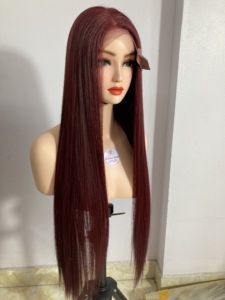 Top vente en gros perruques de cheveux humains 8-30 pouces super doublement tirées de couleur rouge pleine, cheveux de soie la meilleure couleur de fournisseur - Product Image 5