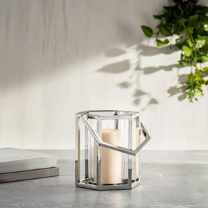 Portavelas de cristal transparente con marco de Metal de acero inoxidable hexagonal nórdico para decoración del hogar, bodas, eventos, diseño de linterna único - Product Image 6