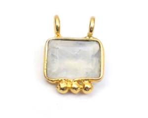 Collar con Colgante de Latón con Baño de Oro de 18K y Piedras Preciosas Naturales, Diseño de Doble Argolla, Hecho a Mano, Regalo para Ella - Product Image 4