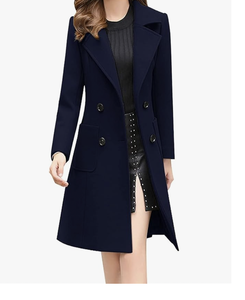 Manteau en laine mélangée à double boutonnage et col cranté élégant pour femmes, nouvelle arrivée, logo personnalisé, vêtements d'extérieur du Bangladesh, directement de l'usine - Product Image 6