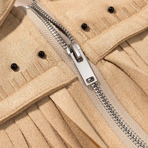 แจ็กเก็ตมีพู่สีดำสไตล์ฝรั่งเศสสำหรับผู้หญิงชุดสูทหนังเทียม2ปุ่มทรงหลวมแขนยาวดีไซน์ใหม่ - Product Image 6