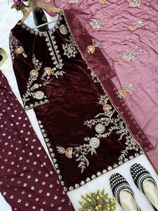 Mới ra mắt thiết kế mới bên mặc nhìn hàng đầu, farshi salwar và dupatta trong Viscose nhung kurti cho những dịp đám cưới - Product Image 5