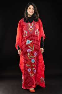 Caftan d'été en georgette Broderie à la main avec teinture Tie Dye Trois quarts Plus Size Women Elegant Kaftan - Product Image 5