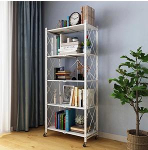 Best Quality 4 Tier Wood Plate <b>Metal</b> Square Tube <b>Corner</b> Shelf Storage Rack for Bookcase Kitchen Storage Shelf for Export - Product Image 3