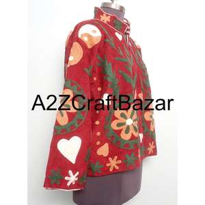 Veste Cotrise brodée à la main, décorée de style vintage, tissu écologique respirant, col mandarin, doublure en coton, prête pour l'hiver - Product Image 4