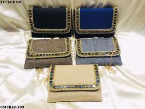 Designer Handmade Evening Ethnic Jute <b>Clutch</b> Bag for Ladies Handcrafted Bridal Plus Sling Elegant Evening Accessory - Product Image 3