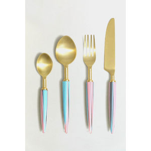 Cubiertos de latón y plata, comedor, vajilla de acero inoxidable hecha a mano, juego de cubiertos con mango de diseño de Pilar dorado - Product Image 3