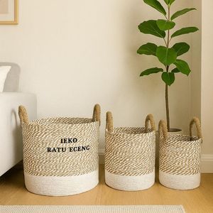 Best Decorative Handwoven <b>Basket</b> for Laundry and Clothing Multipurpose Organizer with Handles for Home or Living Room Use - Product Image 2