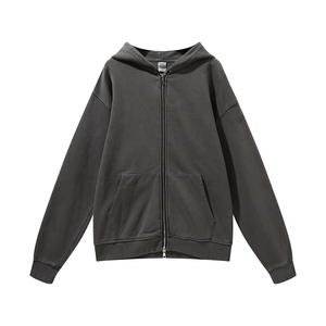 Sweat à capuche oversize en polaire et coton vintage délavé, personnalisé et éco-responsable, avec double fermeture éclair, pour homme, style décontracté, effet délavé à l'acide - Product Image 4