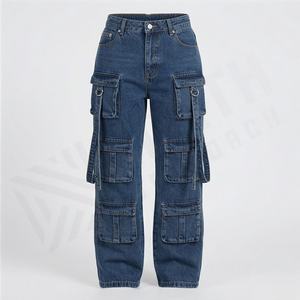 Pantalons pour femmes tendance, pantalons décontractés, logo personnalisé, jeans cargo, bas à jambes larges, couleur personnalisée, qualité supérieure, streetwear - Product Image 1