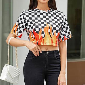 Suministro directo de fábrica Nuevo último diseño Cuello redondo Crop Top Transpirable Casual Corto Algodón de alta calidad Bambú - Product Image 5