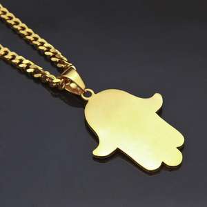 Collar con Colgante de Mano de Hamsa de Plata de Ley Chapada en Oro para Hombre, Cadena Larga con Perlas, Estilo Hip Hop, Joyería con Diamante Cultivado en Laboratorio - Product Image 3