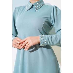 Manga cuello perla vestido menta - Product Image 2