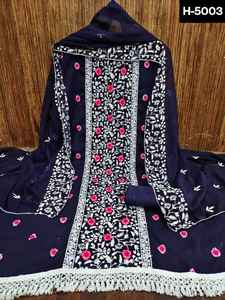 Style indien Georgette Salwar Kameez costume broderie travail femmes robe de mariée y compris Dupatta fait confortable - Product Image 6